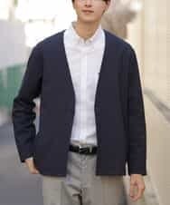 KHJFP12079 a.v.v MEN(アー・ヴェ・ヴェ) リラックススーツノーカラージャケット(セットアップ対応) ネイビー