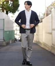 KHJFP12079 a.v.v MEN(アー・ヴェ・ヴェ) リラックススーツノーカラージャケット(セットアップ対応) ネイビー