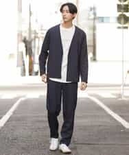 KHJFP12079 a.v.v MEN(アー・ヴェ・ヴェ) リラックススーツノーカラージャケット(セットアップ対応) ネイビー