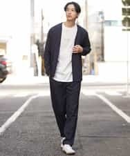 KHJFP12079 a.v.v MEN(アー・ヴェ・ヴェ) リラックススーツノーカラージャケット(セットアップ対応) ネイビー