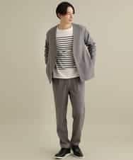 KHJFP12079 a.v.v MEN(アー・ヴェ・ヴェ) リラックススーツノーカラージャケット(セットアップ対応) ネイビー