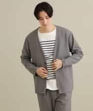 KHJFP12079 a.v.v MEN(アー・ヴェ・ヴェ) リラックススーツノーカラージャケット(セットアップ対応) ネイビー