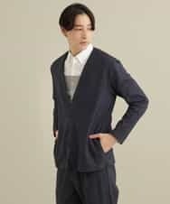 KHJFP12079 a.v.v MEN(アー・ヴェ・ヴェ) リラックススーツノーカラージャケット(セットアップ対応) ネイビー