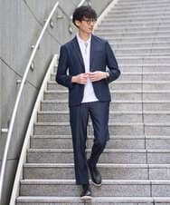 KHJGA35119 a.v.v MEN(アー・ヴェ・ヴェ) 【イージーケア/接触冷感】スマートシャンブレーサマージャケット【ON/OFF兼用】(セットアップ対応）  ダークグレー