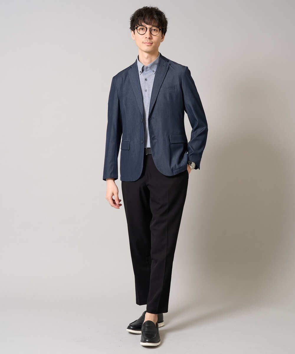 KHJGA35119 a.v.v MEN(アー・ヴェ・ヴェ) 【イージーケア/接触冷感】スマートシャンブレーサマージャケット【ON/OFF兼用】(セットアップ対応）  ダークグレー