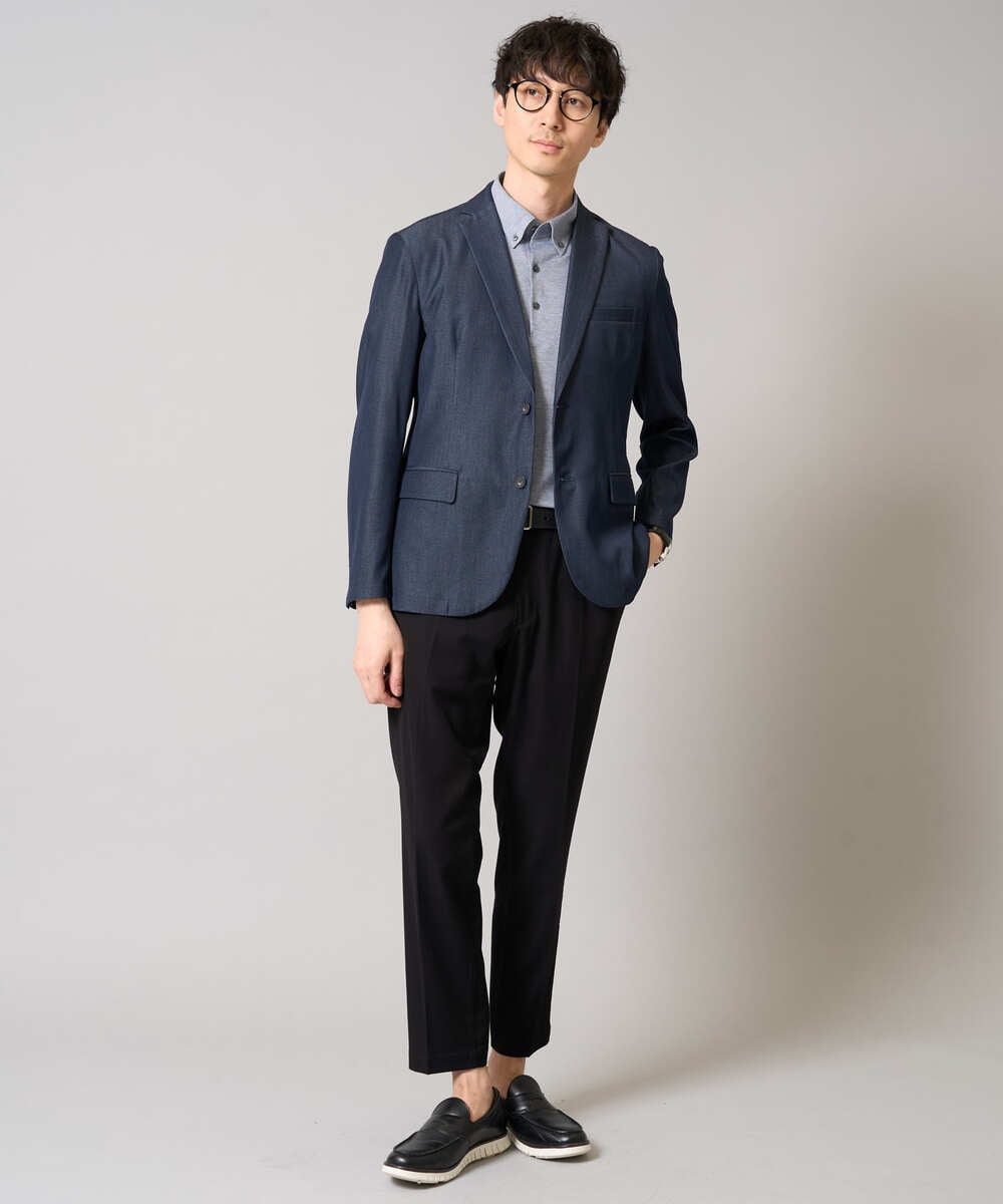 KHJGA35119 a.v.v MEN(アー・ヴェ・ヴェ) 【イージーケア/接触冷感】スマートシャンブレーサマージャケット【ON/OFF兼用】(セットアップ対応）  ダークグレー