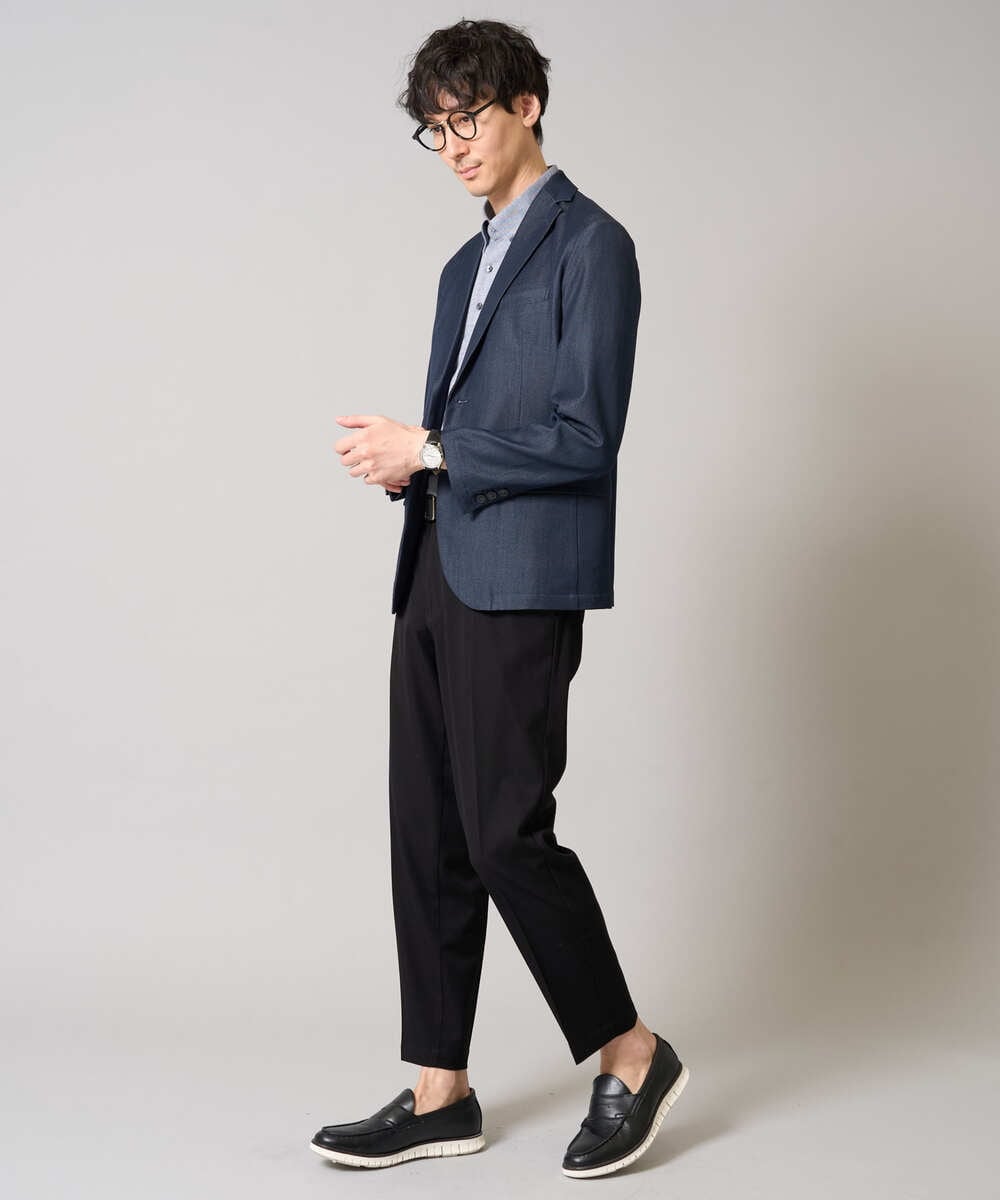 KHJGA35119 a.v.v MEN(アー・ヴェ・ヴェ) 【イージーケア/接触冷感】スマートシャンブレーサマージャケット【ON/OFF兼用】(セットアップ対応）  ダークグレー