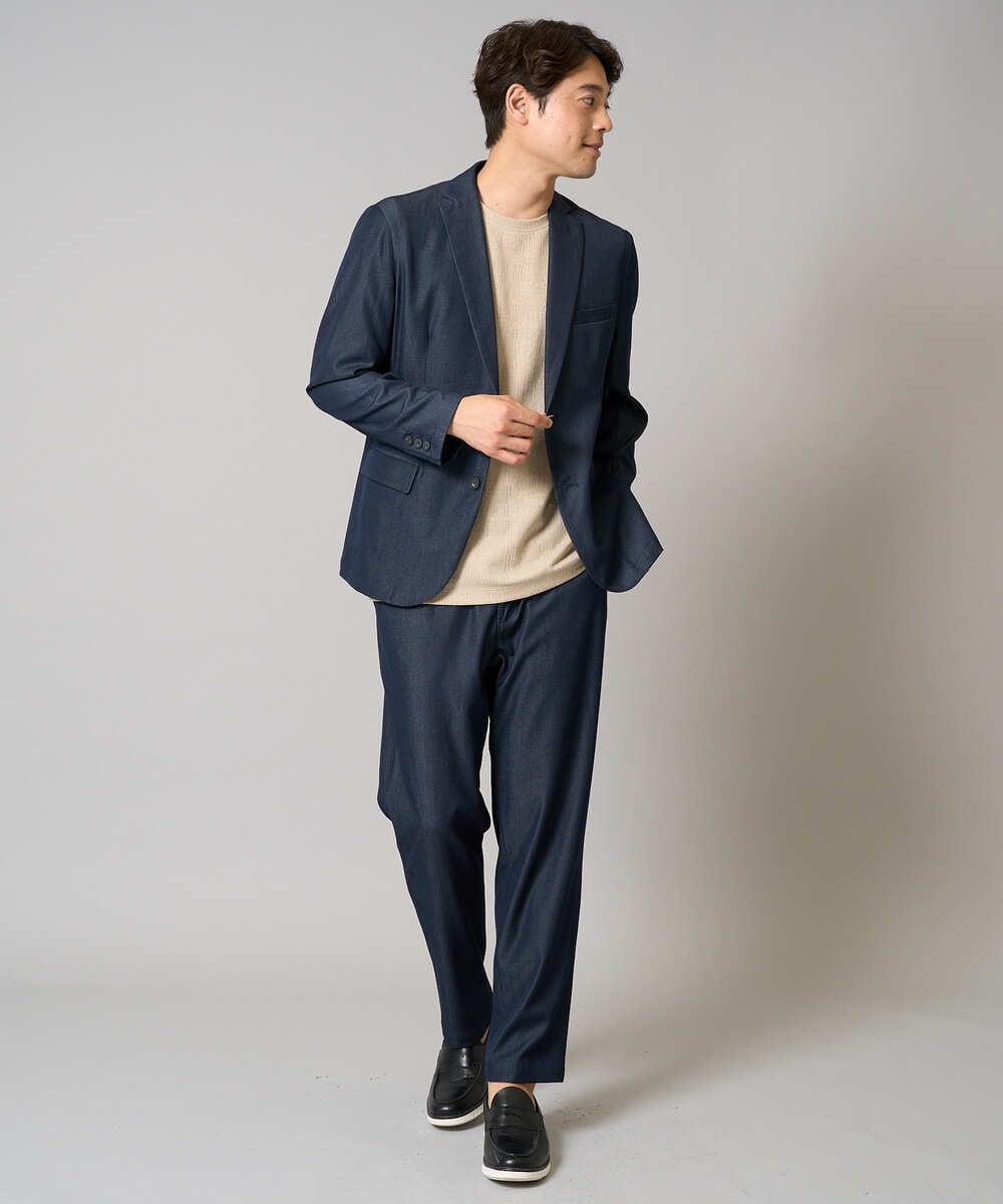KHJGA35119 a.v.v MEN(アー・ヴェ・ヴェ) 【イージーケア/接触冷感】スマートシャンブレーサマージャケット【ON/OFF兼用】(セットアップ対応）  ダークグレー