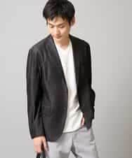 KHJGA35119 a.v.v MEN(アー・ヴェ・ヴェ) 【イージーケア/接触冷感】スマートシャンブレーライトジャケット【ON/OFF兼用】(セットアップ対応）  ダークグレー
