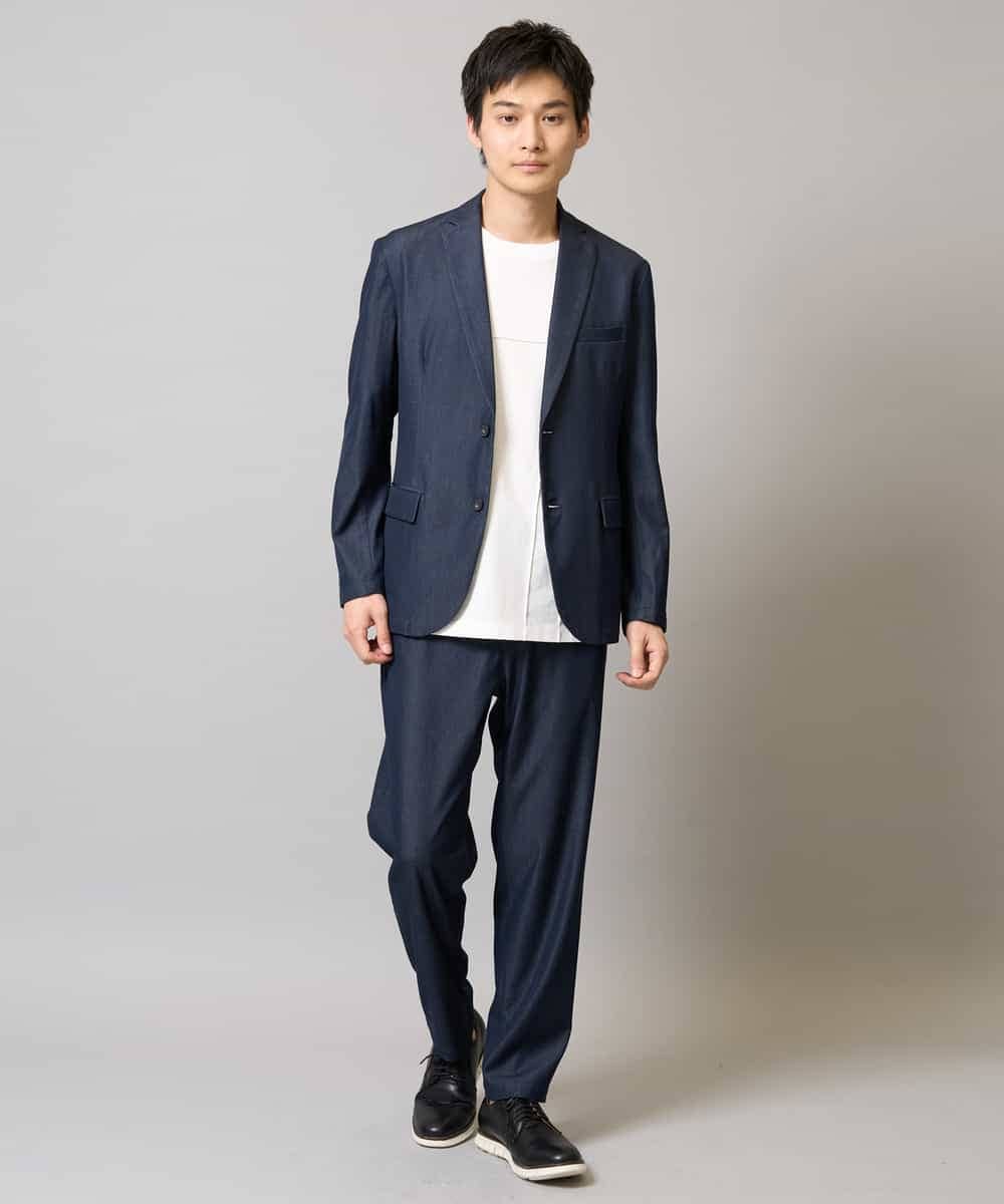 KHJGA35119 a.v.v MEN(アー・ヴェ・ヴェ) 【イージーケア/接触冷感】スマートシャンブレーライトジャケット【ON/OFF兼用】(セットアップ対応）  ダークグレー