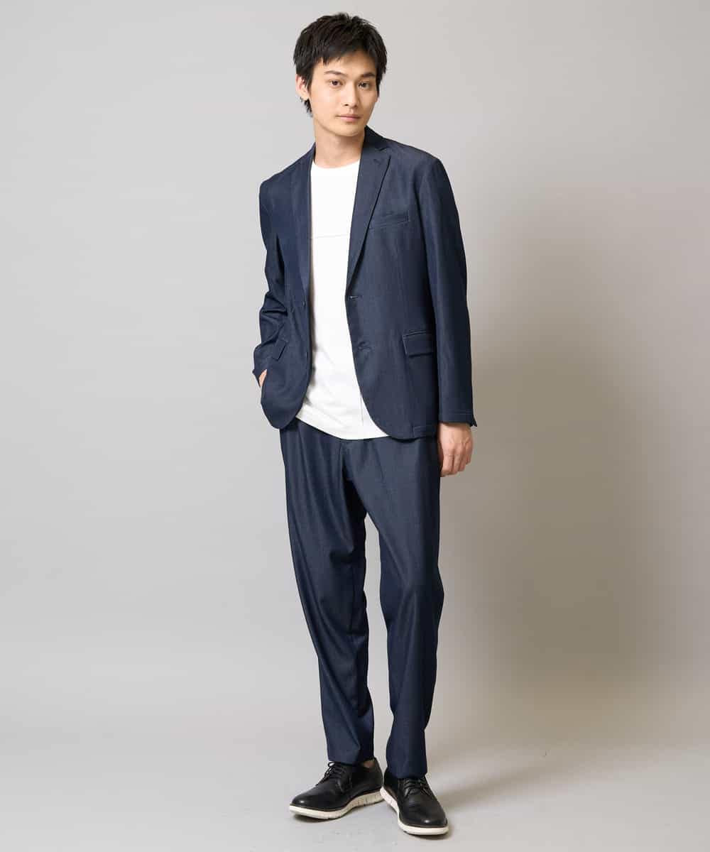 KHJGA35119 a.v.v MEN(アー・ヴェ・ヴェ) 【イージーケア/接触冷感】スマートシャンブレーライトジャケット【ON/OFF兼用】(セットアップ対応）  ダークグレー