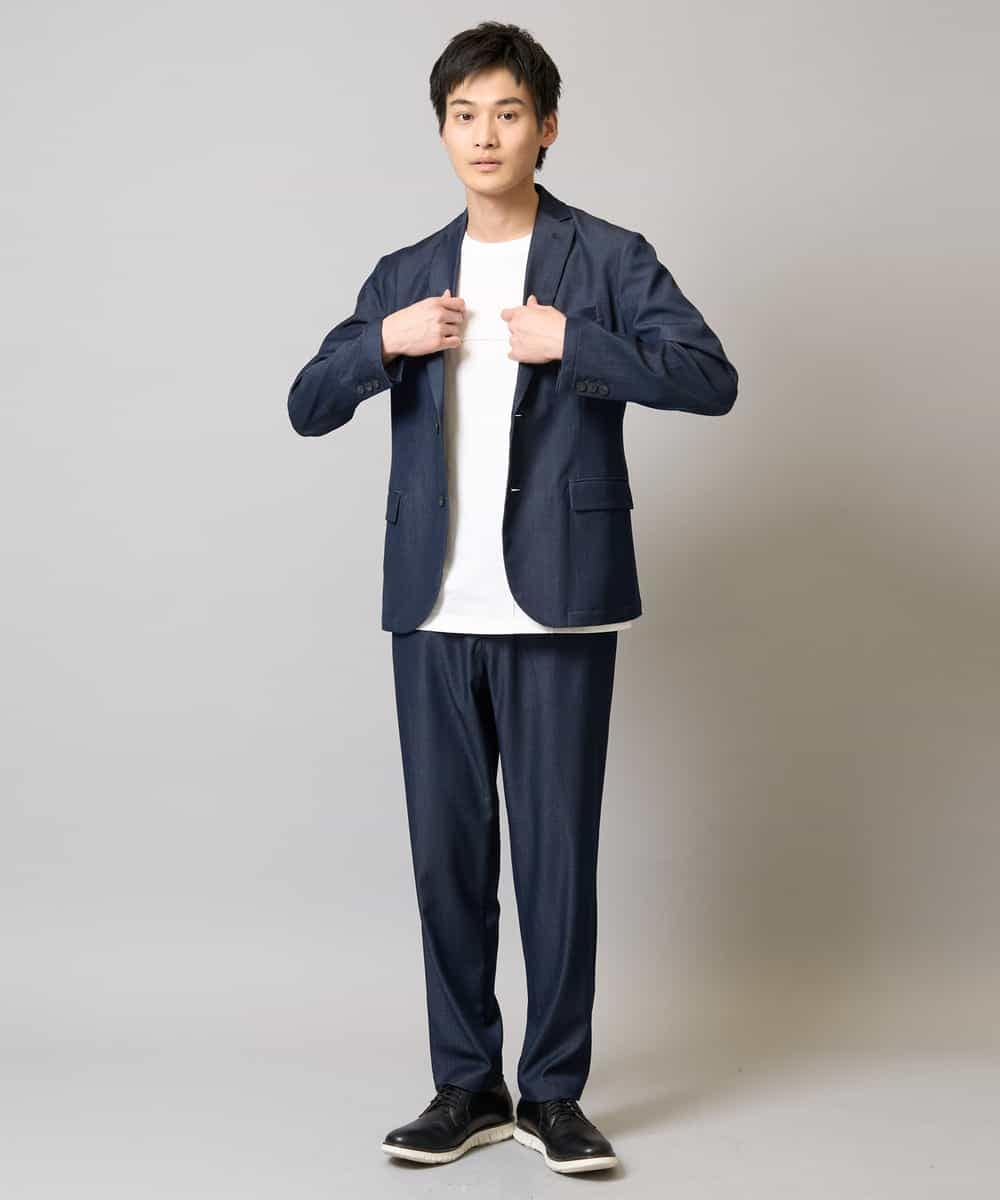 KHJGA35119 a.v.v MEN(アー・ヴェ・ヴェ) 【イージーケア/接触冷感】スマートシャンブレーライトジャケット【ON/OFF兼用】(セットアップ対応）  ダークグレー