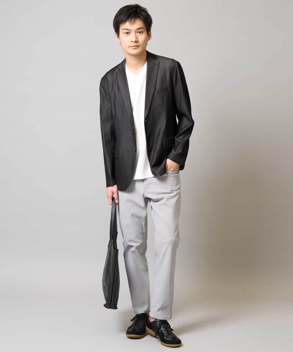 KHJGA35119 a.v.v MEN(アー・ヴェ・ヴェ) 【イージーケア/接触冷感】スマートシャンブレーライトジャケット【ON/OFF兼用】(セットアップ対応）  ダークグレー