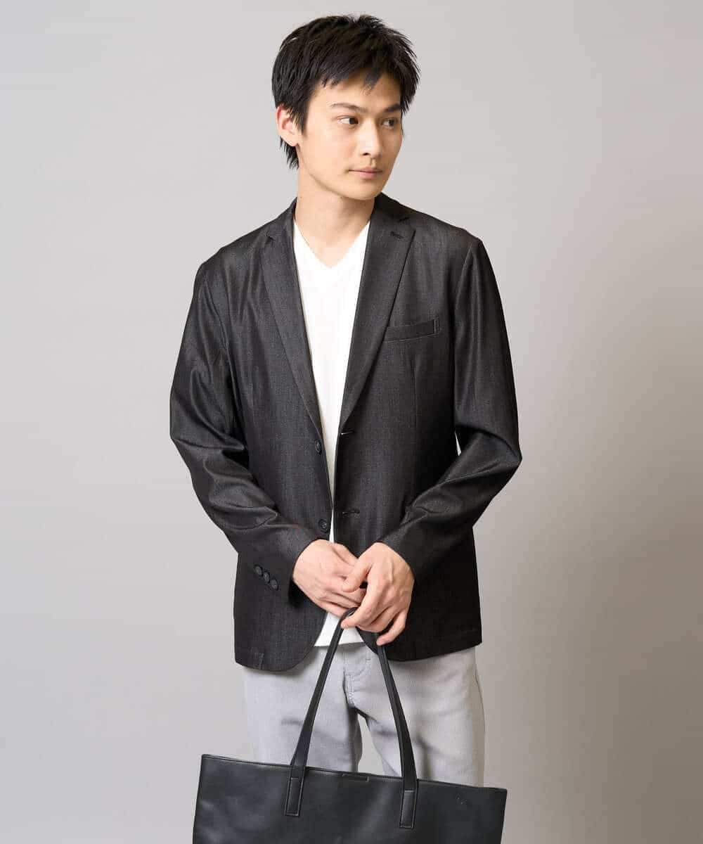 KHJGA35119 a.v.v MEN(アー・ヴェ・ヴェ) 【イージーケア/接触冷感】スマートシャンブレーライトジャケット【ON/OFF兼用】(セットアップ対応）  ダークグレー