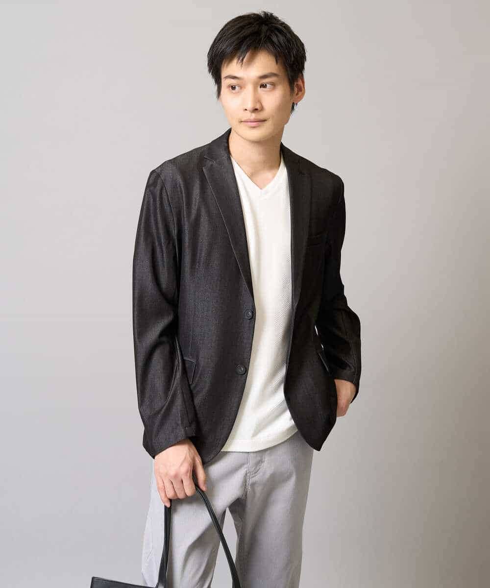 KHJGA35119 a.v.v MEN(アー・ヴェ・ヴェ) 【イージーケア/接触冷感】スマートシャンブレーライトジャケット【ON/OFF兼用】(セットアップ対応）  ダークグレー