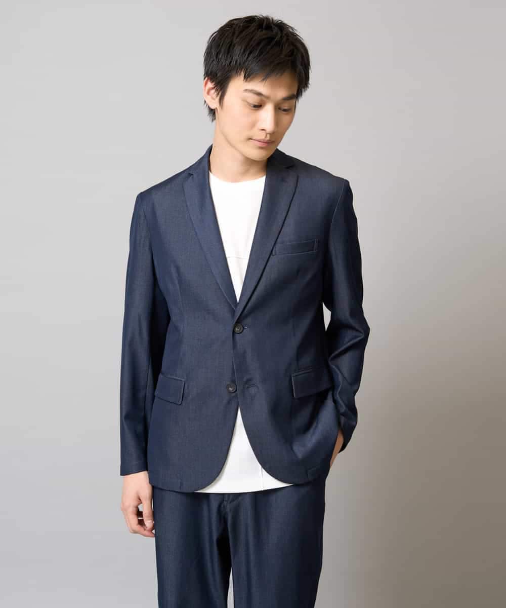 KHJGA35119 a.v.v MEN(アー・ヴェ・ヴェ) 【イージーケア/接触冷感】スマートシャンブレーライトジャケット【ON/OFF兼用】(セットアップ対応）  ダークグレー