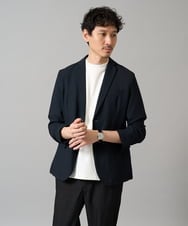 KHJGA76119 a.v.v MEN(アー・ヴェ・ヴェ) 【イージーケア/吸水速乾/毛玉になりにくい】シアサッカーシェイプジャケット ネイビー