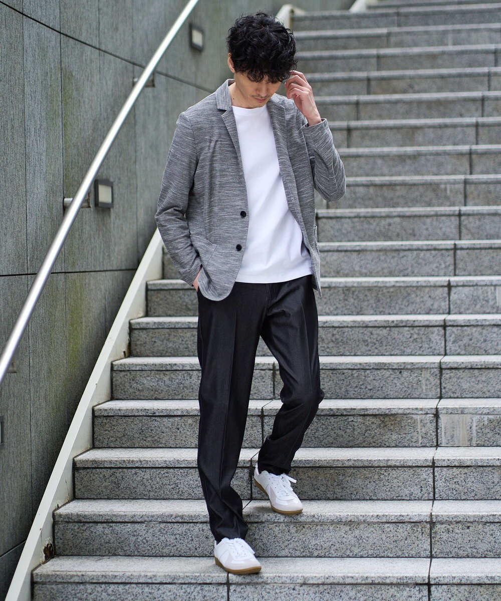 KHJGD16099 a.v.v MEN(アー・ヴェ・ヴェ) 【イージーケア/洗濯機で洗える/ストレッチ】スラブメランジカノコスマートジャケット ダークグレー