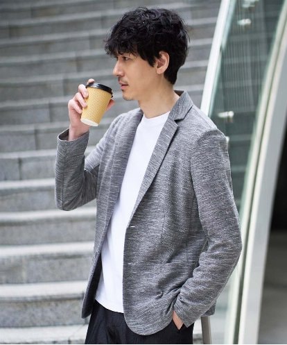 KHJGD16099 a.v.v MEN 【イージーケア/洗濯機で洗える/ストレッチ】スラブメランジカノコスマートジャケット