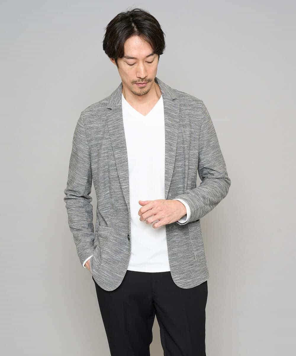 KHJGD16099 a.v.v MEN(アー・ヴェ・ヴェ) 【イージーケア/洗濯機で洗える/ストレッチ】スラブメランジカノコスマートジャケット ダークグレー