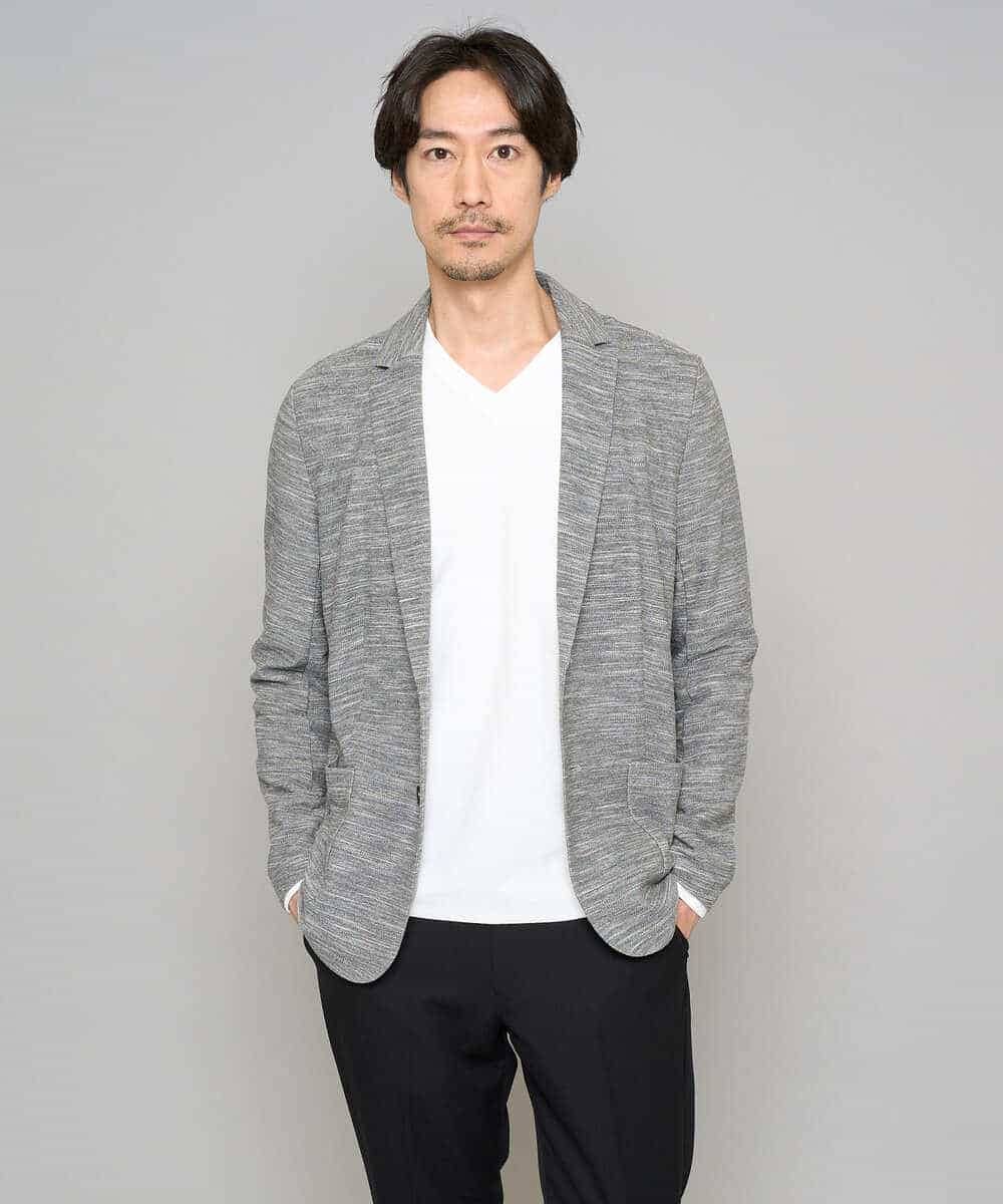 KHJGD16099 a.v.v MEN(アー・ヴェ・ヴェ) 【イージーケア/洗濯機で洗える/ストレッチ】スラブメランジカノコスマートジャケット ダークグレー