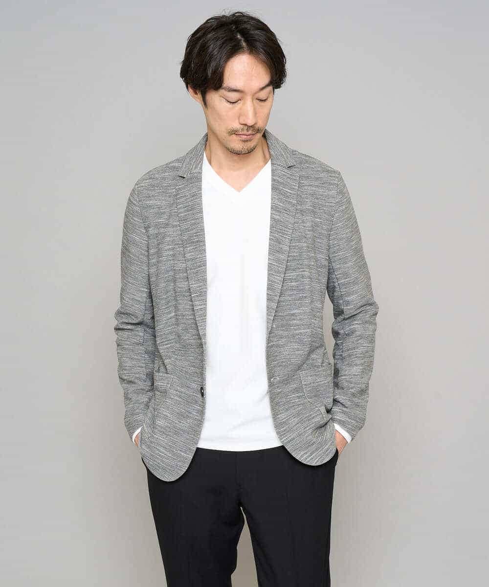 KHJGD16099 a.v.v MEN(アー・ヴェ・ヴェ) 【イージーケア/洗濯機で洗える/ストレッチ】スラブメランジカノコスマートジャケット ダークグレー