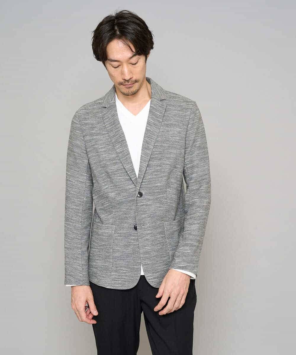 KHJGD16099 a.v.v MEN(アー・ヴェ・ヴェ) 【イージーケア/洗濯機で洗える/ストレッチ】スラブメランジカノコスマートジャケット ダークグレー