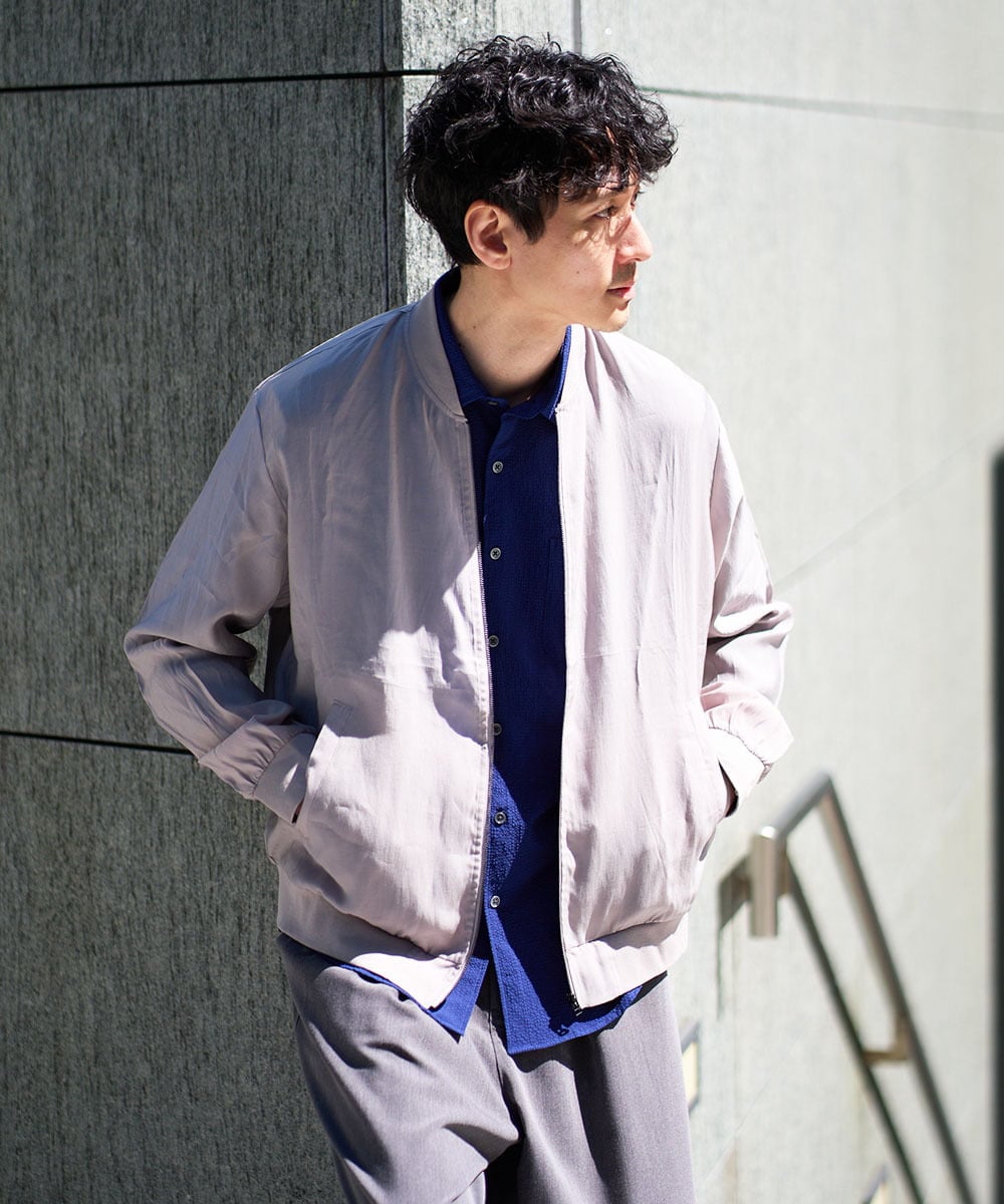 KHJGD25119 a.v.v MEN(アー・ヴェ・ヴェ) 【洗濯機で洗える】シアーリブブルゾン グレー