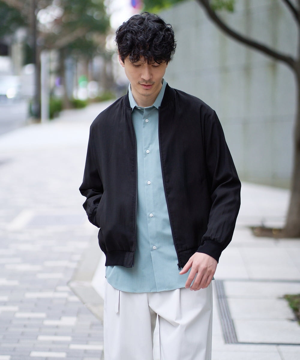 KHJGD25119 a.v.v MEN(アー・ヴェ・ヴェ) 【洗濯機で洗える】シアーリブブルゾン ブラック