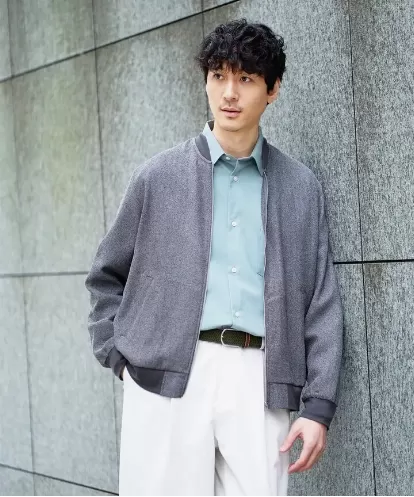 KHJGD26129 a.v.v MEN 【洗濯機で洗える】ヘリンボーンシアーリブブルゾン