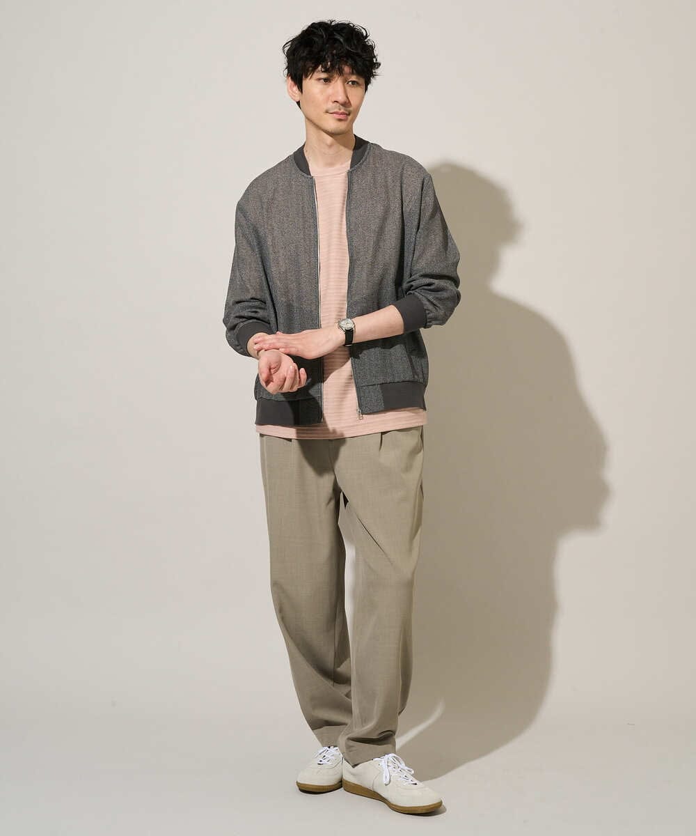 KHJGD26129 a.v.v MEN(アー・ヴェ・ヴェ) 【洗濯機で洗える】ヘリンボーンシアーリブブルゾン ブラック