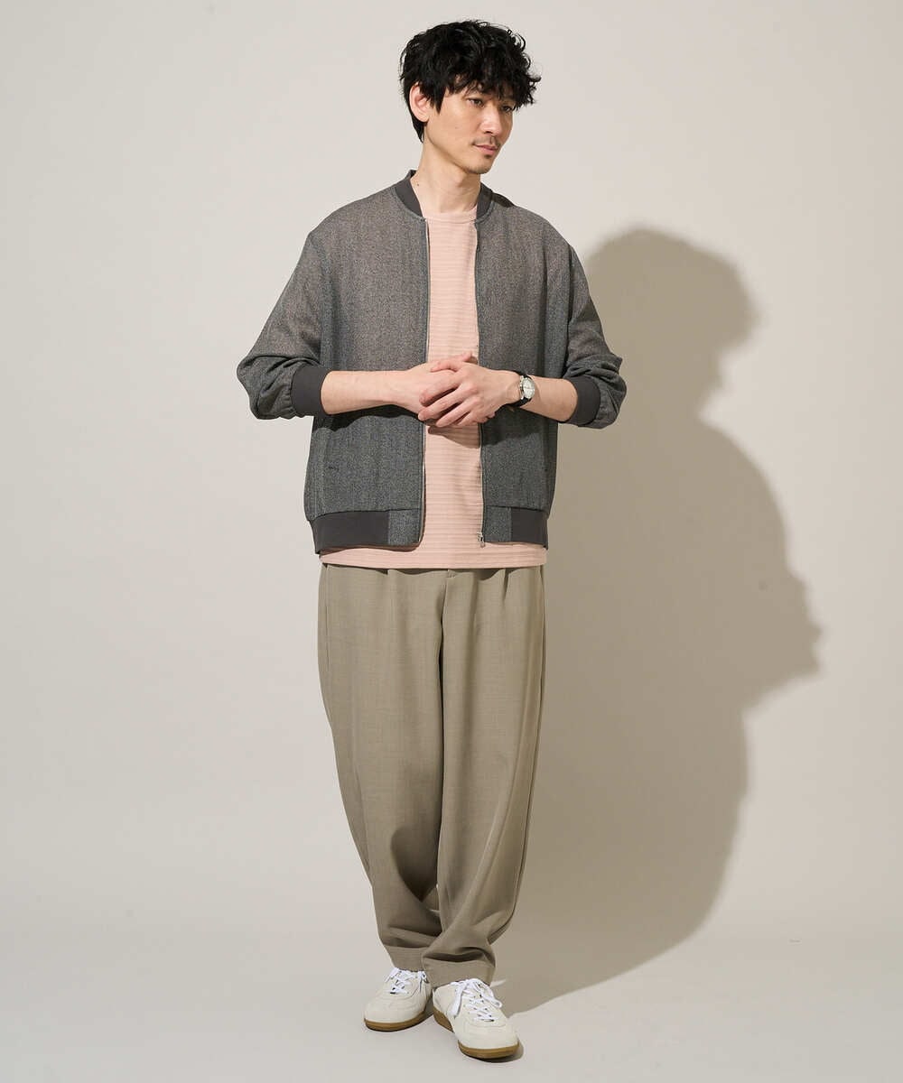 KHJGD26129 a.v.v MEN(アー・ヴェ・ヴェ) 【洗濯機で洗える】ヘリンボーンシアーリブブルゾン ブラック