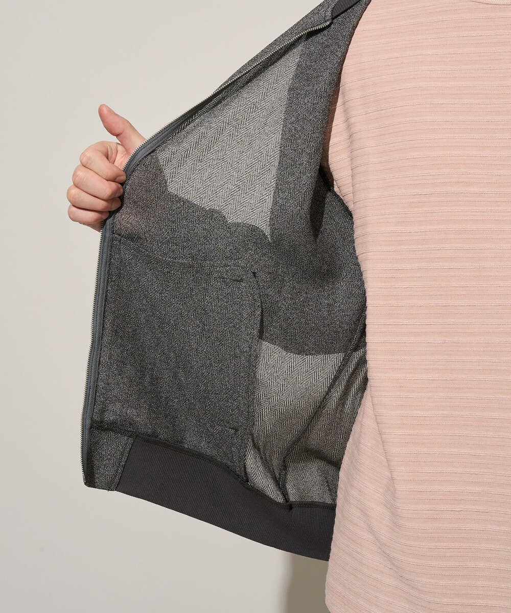 KHJGD26129 a.v.v MEN(アー・ヴェ・ヴェ) 【洗濯機で洗える】ヘリンボーンシアーリブブルゾン ブラック