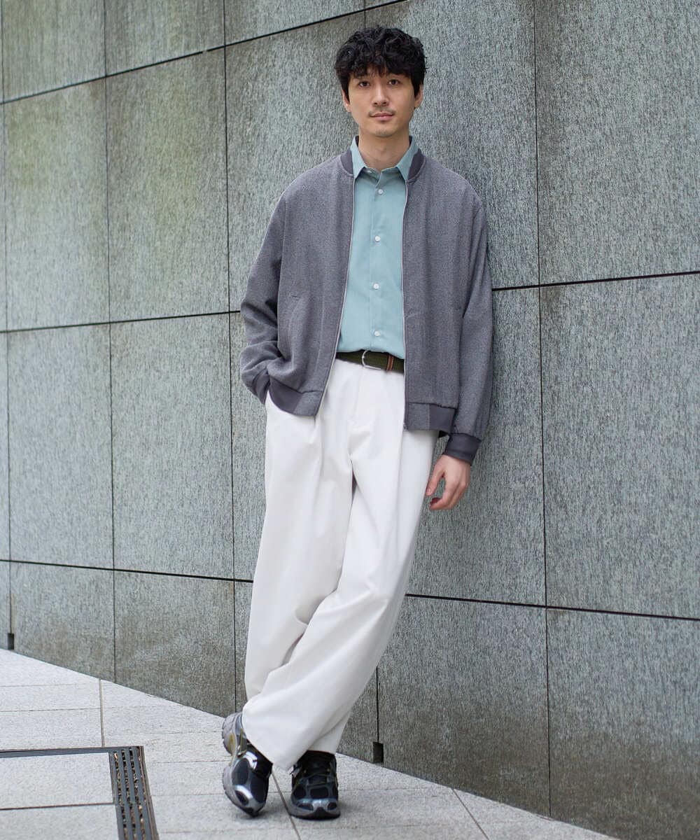 KHJGD26129 a.v.v MEN(アー・ヴェ・ヴェ) 【洗濯機で洗える】ヘリンボーンシアーリブブルゾン ブラック