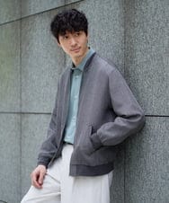 KHJGD26129 a.v.v MEN(アー・ヴェ・ヴェ) 【洗濯機で洗える】ヘリンボーンシアーリブブルゾン ブラック