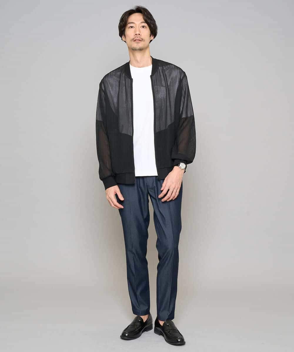 KHJGD26129 a.v.v MEN(アー・ヴェ・ヴェ) 【洗濯機で洗える】ヘリンボーンシアーリブブルゾン ブラック