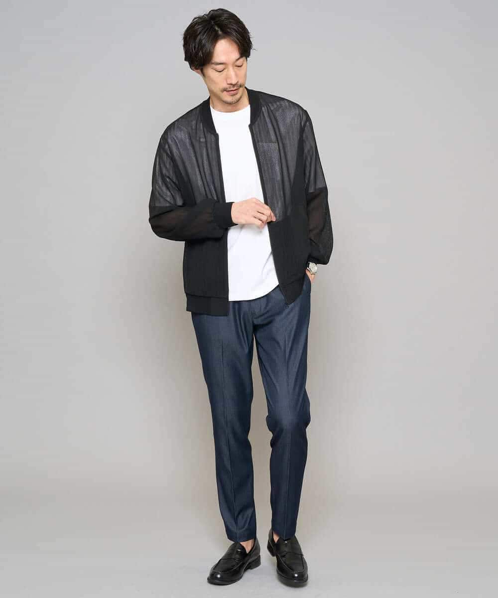 KHJGD26129 a.v.v MEN(アー・ヴェ・ヴェ) 【洗濯機で洗える】ヘリンボーンシアーリブブルゾン ブラック