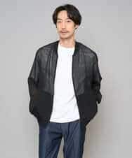 KHJGD26129 a.v.v MEN(アー・ヴェ・ヴェ) 【洗濯機で洗える】ヘリンボーンシアーリブブルゾン ブラック