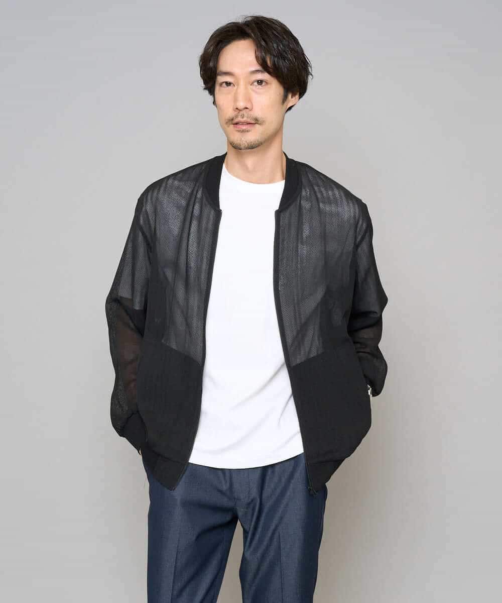 KHJGD26129 a.v.v MEN(アー・ヴェ・ヴェ) 【洗濯機で洗える】ヘリンボーンシアーリブブルゾン ブラック