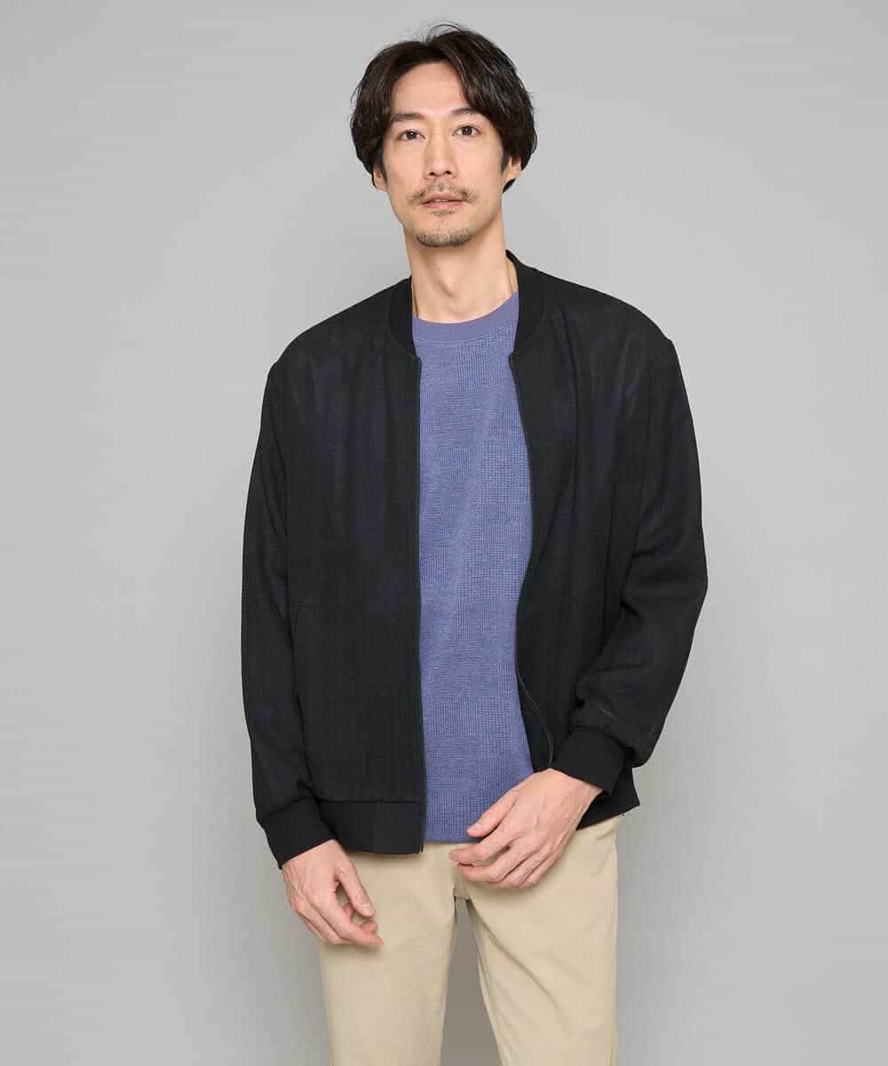 KHJGD26129 a.v.v MEN(アー・ヴェ・ヴェ) 【洗濯機で洗える】ヘリンボーンシアーリブブルゾン ブラック