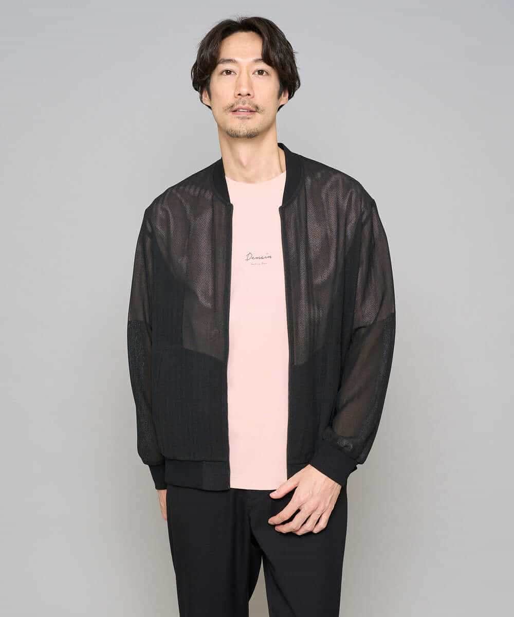 KHJGD26129 a.v.v MEN(アー・ヴェ・ヴェ) 【洗濯機で洗える】ヘリンボーンシアーリブブルゾン ブラック