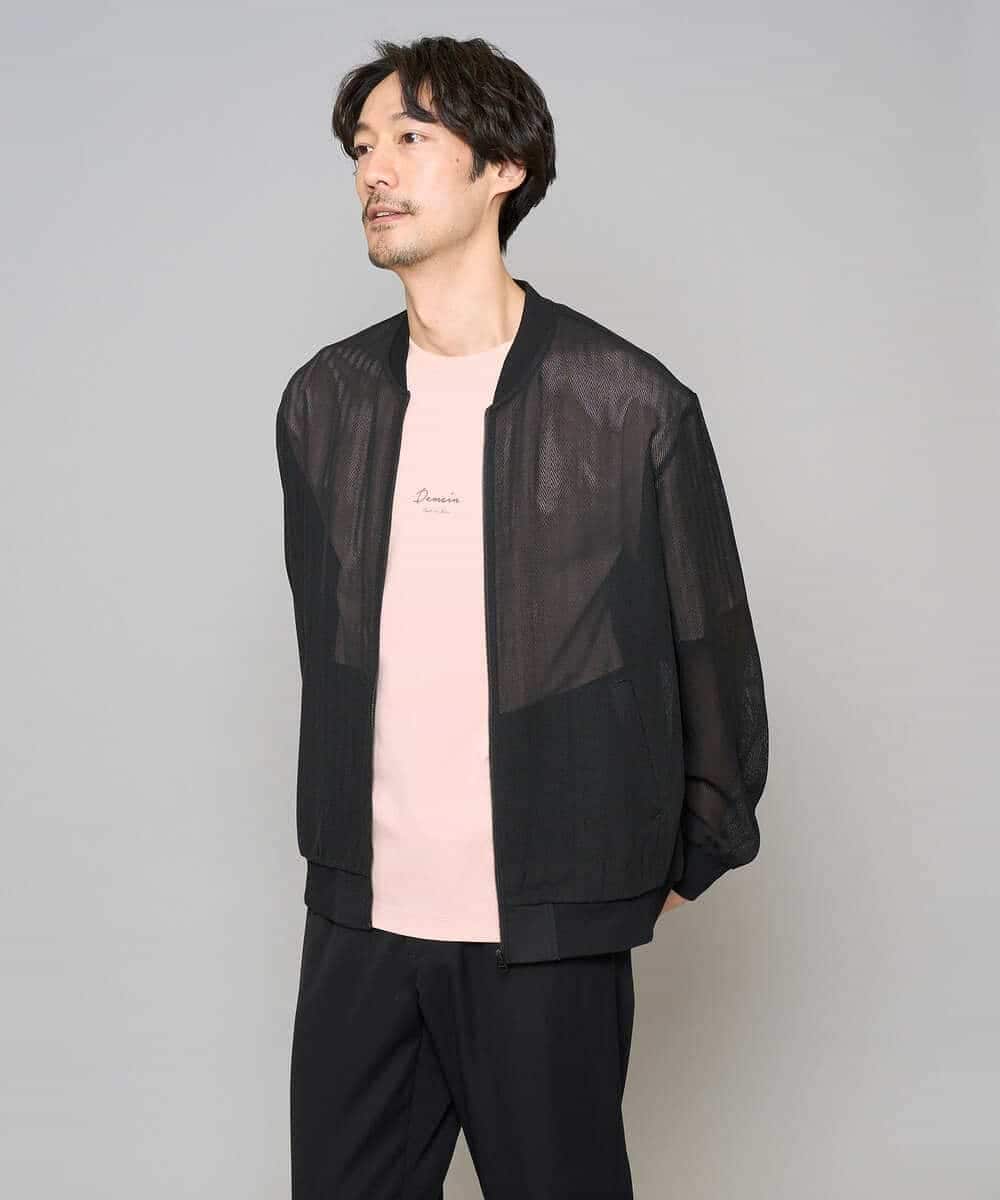 KHJGD26129 a.v.v MEN(アー・ヴェ・ヴェ) 【洗濯機で洗える】ヘリンボーンシアーリブブルゾン ブラック