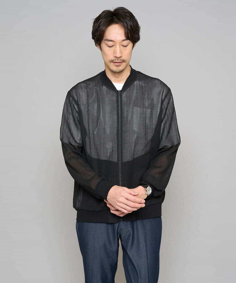 KHJGD26129 a.v.v MEN(アー・ヴェ・ヴェ) 【洗濯機で洗える】ヘリンボーンシアーリブブルゾン ブラック