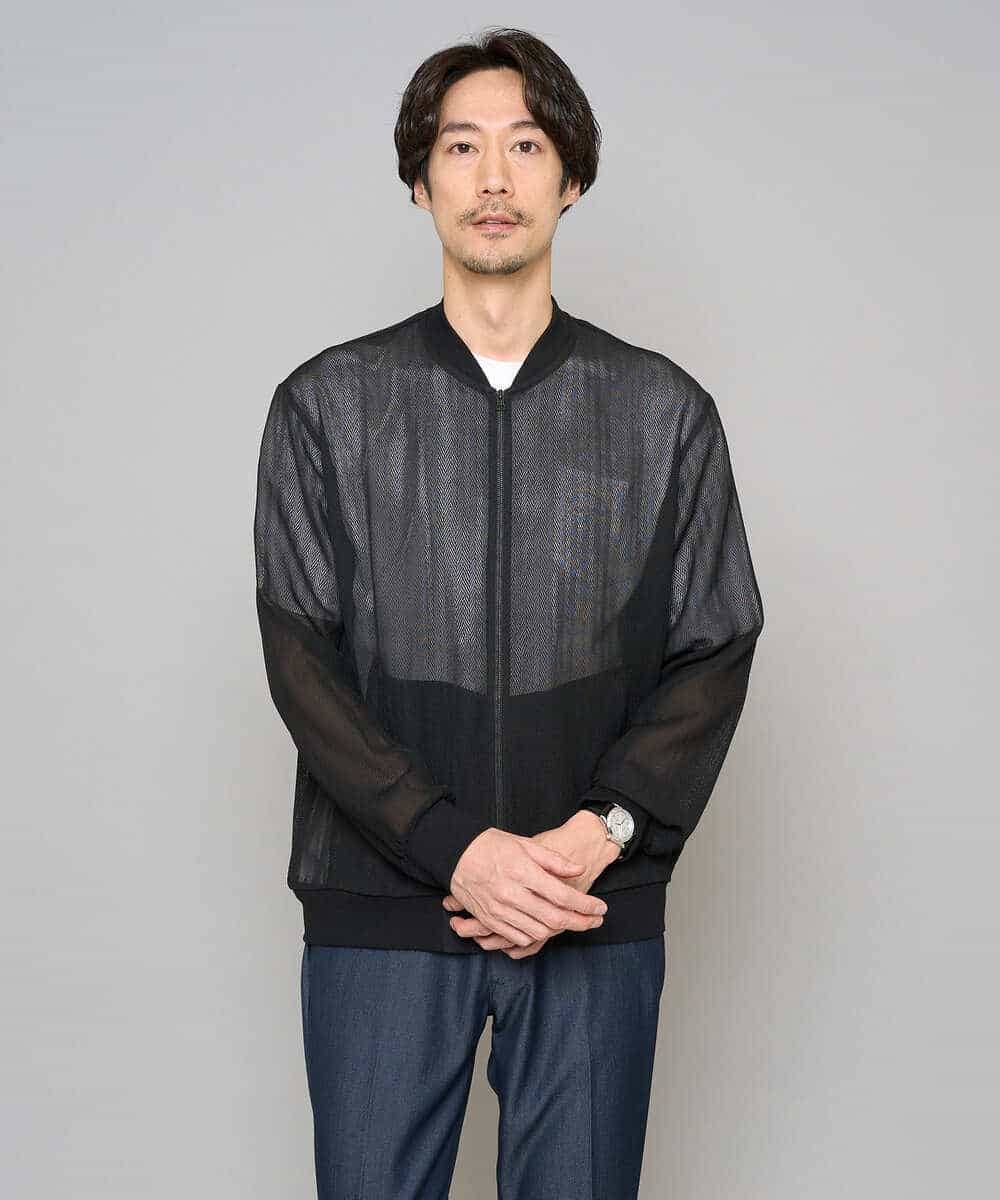 KHJGD26129 a.v.v MEN(アー・ヴェ・ヴェ) 【洗濯機で洗える】ヘリンボーンシアーリブブルゾン ブラック