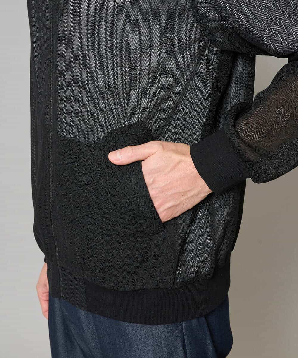 KHJGD26129 a.v.v MEN(アー・ヴェ・ヴェ) 【洗濯機で洗える】ヘリンボーンシアーリブブルゾン ブラック