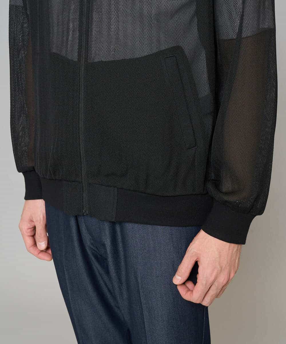 KHJGD26129 a.v.v MEN(アー・ヴェ・ヴェ) 【洗濯機で洗える】ヘリンボーンシアーリブブルゾン ブラック