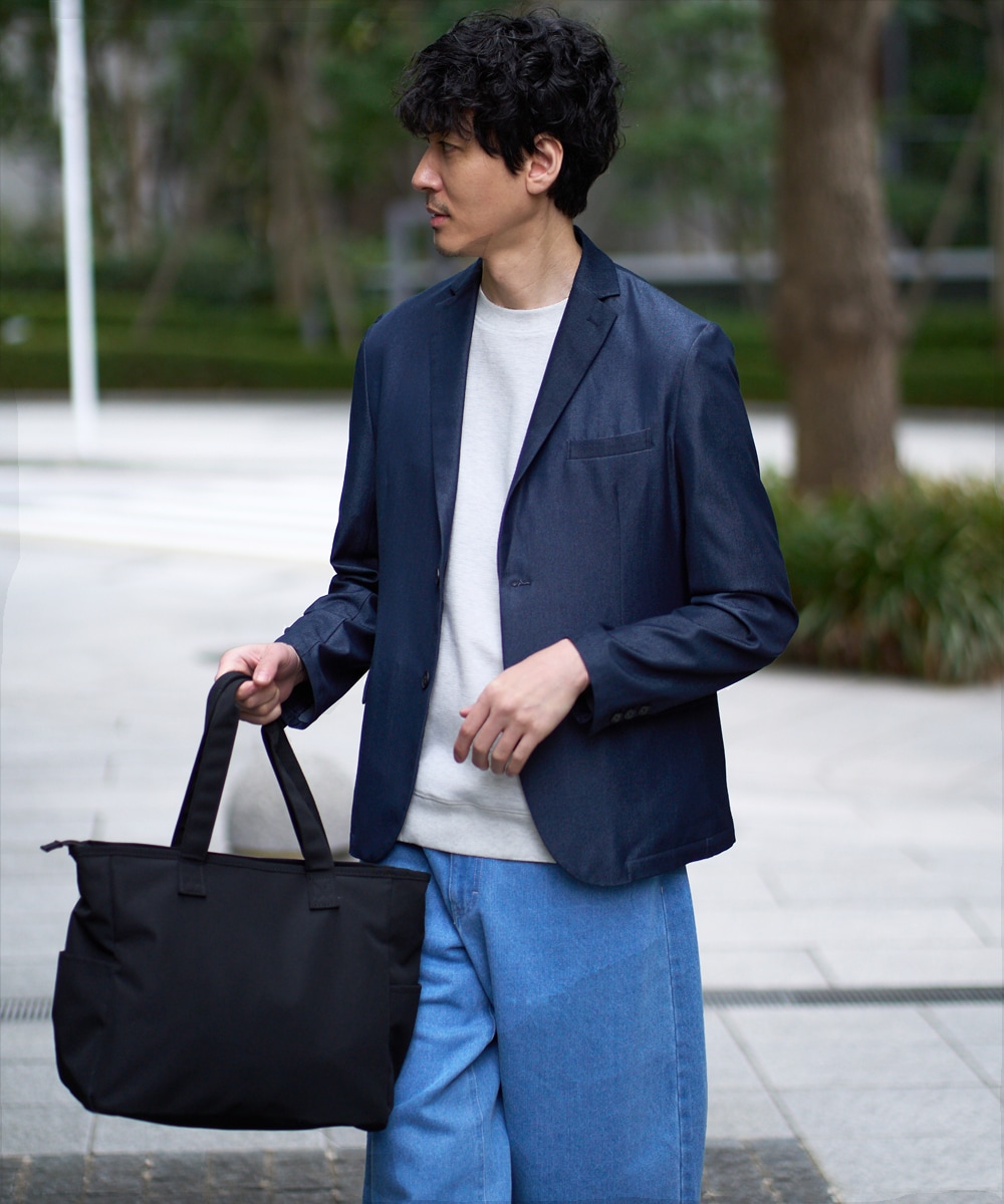KHJGD35119 a.v.v MEN(アー・ヴェ・ヴェ) 【イージーケア/接触冷感】デニムライクストレッチスマートジャケット ネイビー