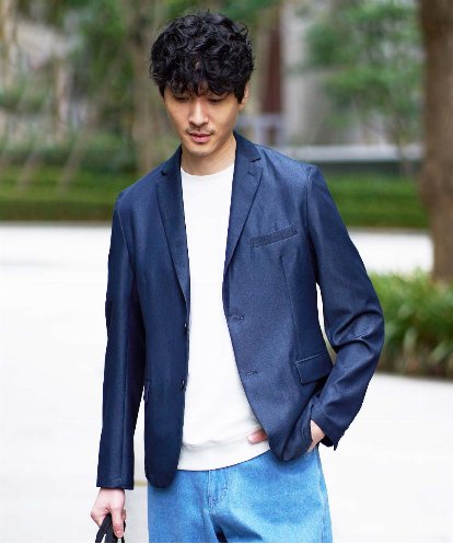 KHJGD35119 a.v.v MEN 【イージーケア/接触冷感】デニムライクストレッチスマートジャケット