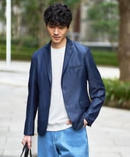 KHJGD35119 a.v.v MEN(アー・ヴェ・ヴェ) 【雑誌MonoMax5月号掲載】デニムライクストレッチスマートジャケット【イージーケア/接触冷感】 ダークグレー