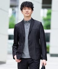 KHJGD35119 a.v.v MEN(アー・ヴェ・ヴェ) 【接触冷感/イージーケア】デニムライクストレッチスマートジャケット ダークグレー